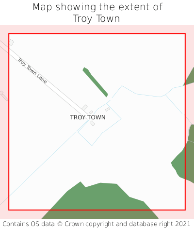 Map showing extent of Troy Town as bounding box
