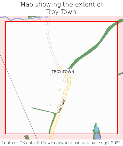 Map showing extent of Troy Town as bounding box