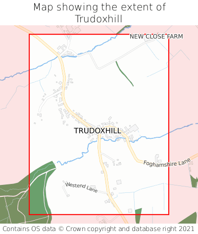 Map showing extent of Trudoxhill as bounding box