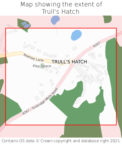 Map showing extent of Trull's Hatch as bounding box