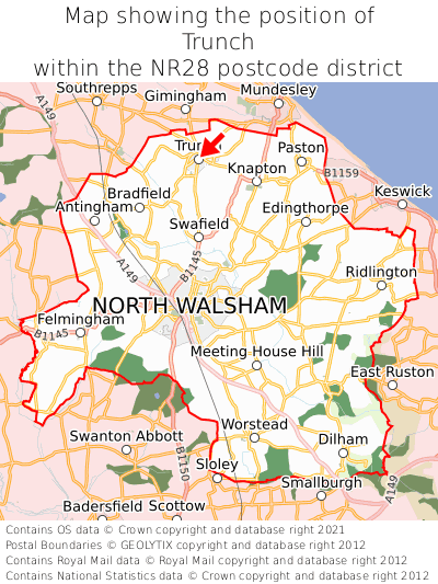 Map showing location of Trunch within NR28