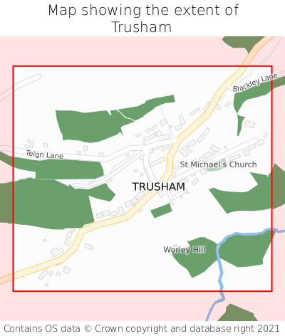 Map showing extent of Trusham as bounding box