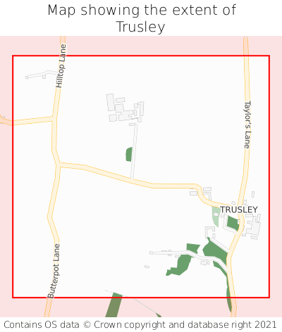 Map showing extent of Trusley as bounding box