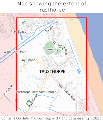 Map showing extent of Trusthorpe as bounding box