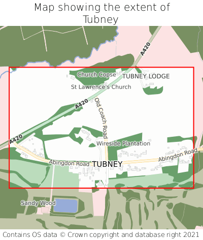 Map showing extent of Tubney as bounding box