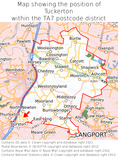 Map showing location of Tuckerton within TA7