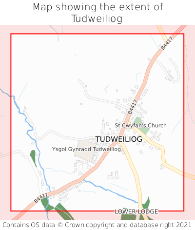 Map showing extent of Tudweiliog as bounding box