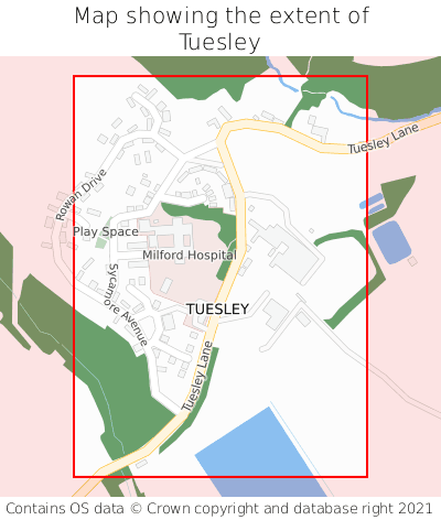 Map showing extent of Tuesley as bounding box