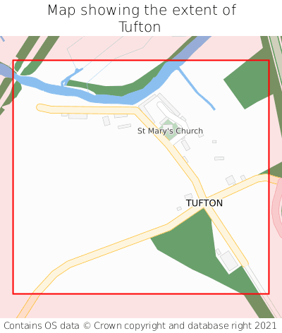 Map showing extent of Tufton as bounding box