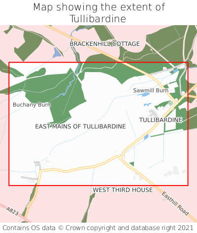 Map showing extent of Tullibardine as bounding box