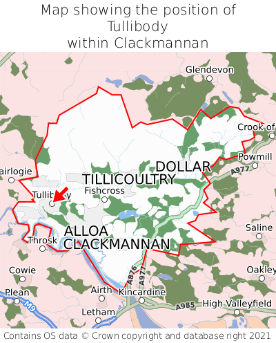 Map showing location of Tullibody within Clackmannan