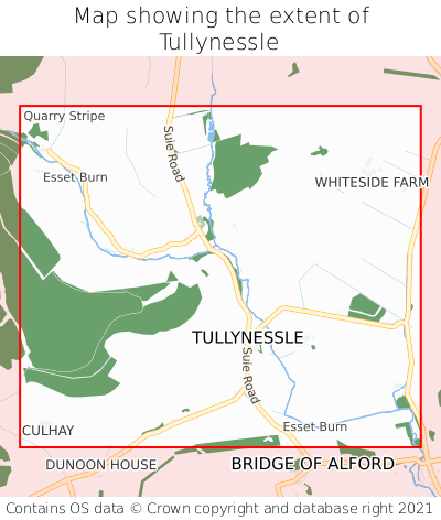 Map showing extent of Tullynessle as bounding box
