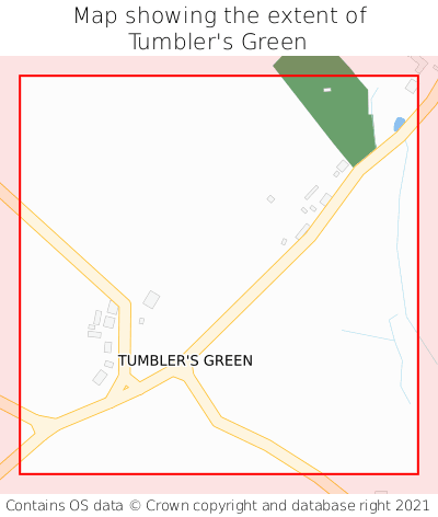 Map showing extent of Tumbler's Green as bounding box