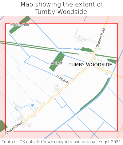 Map showing extent of Tumby Woodside as bounding box