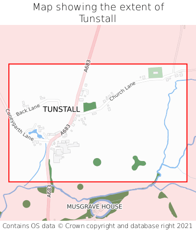 Map showing extent of Tunstall as bounding box