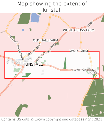 Map showing extent of Tunstall as bounding box