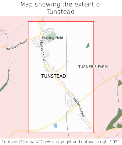 Map showing extent of Tunstead as bounding box