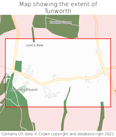 Map showing extent of Tunworth as bounding box
