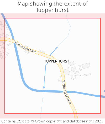 Map showing extent of Tuppenhurst as bounding box