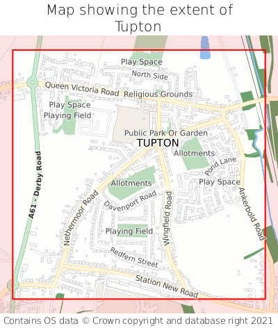 Map showing extent of Tupton as bounding box