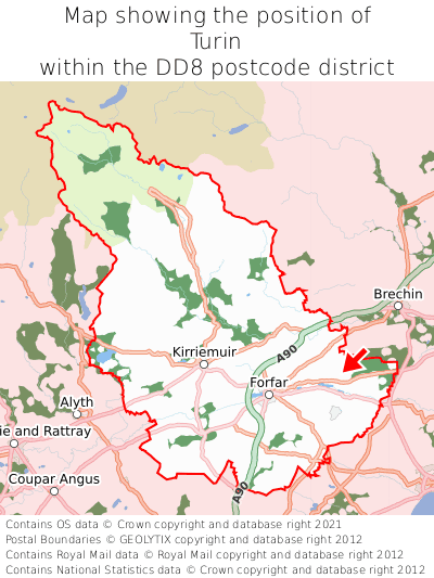 Map showing location of Turin within DD8
