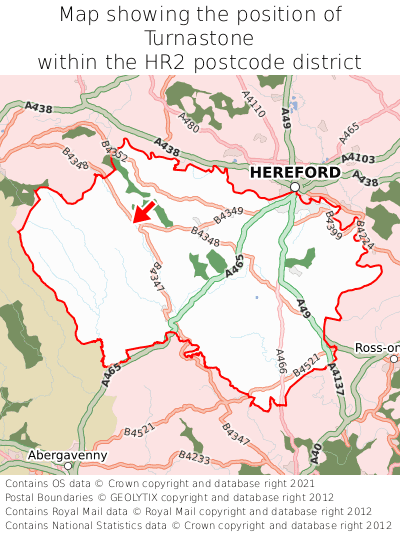 Map showing location of Turnastone within HR2