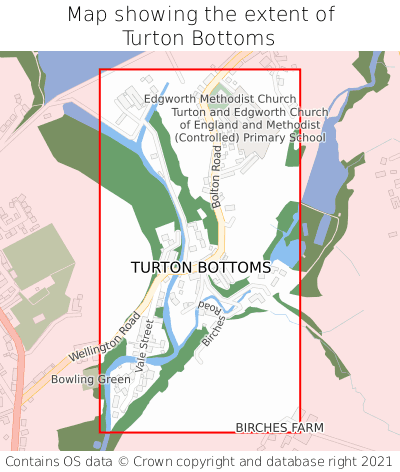 Map showing extent of Turton Bottoms as bounding box
