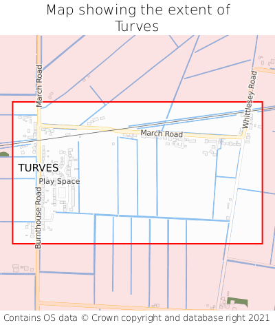 Map showing extent of Turves as bounding box