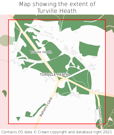 Map showing extent of Turville Heath as bounding box