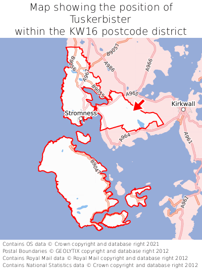 Map showing location of Tuskerbister within KW16