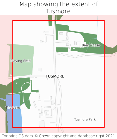Map showing extent of Tusmore as bounding box