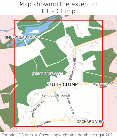 Map showing extent of Tutts Clump as bounding box