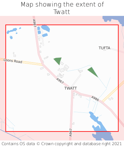 Map showing extent of Twatt as bounding box