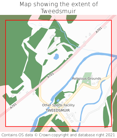 Map showing extent of Tweedsmuir as bounding box