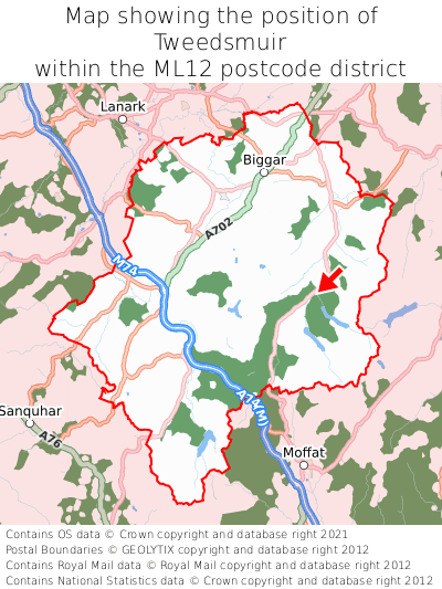 Map showing location of Tweedsmuir within ML12