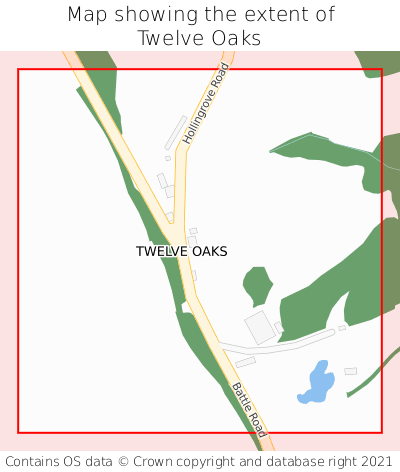 Map showing extent of Twelve Oaks as bounding box