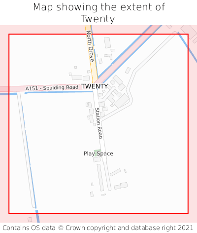 Map showing extent of Twenty as bounding box