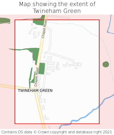Map showing extent of Twineham Green as bounding box