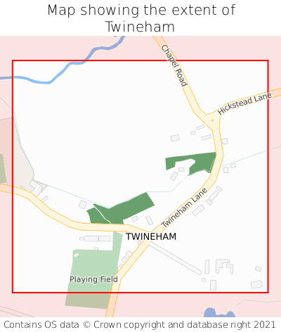 Map showing extent of Twineham as bounding box