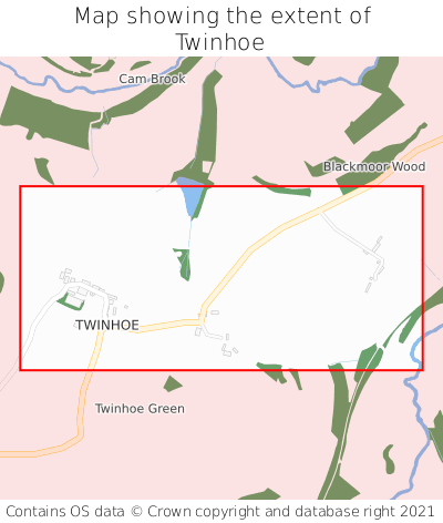Map showing extent of Twinhoe as bounding box