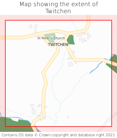 Map showing extent of Twitchen as bounding box