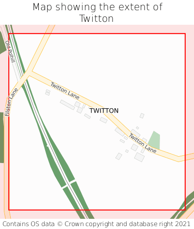 Map showing extent of Twitton as bounding box