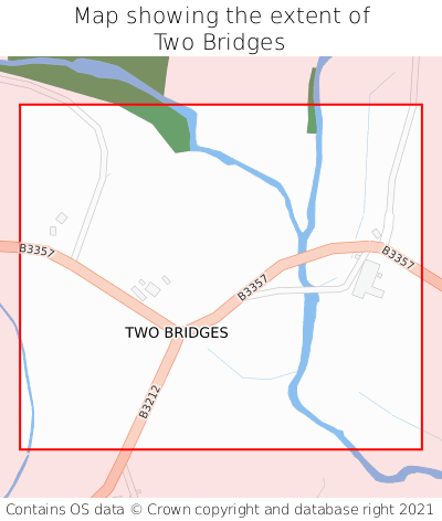 Map showing extent of Two Bridges as bounding box