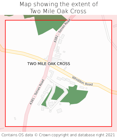 Map showing extent of Two Mile Oak Cross as bounding box