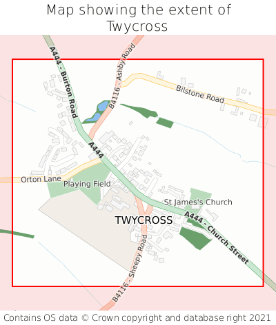 Map showing extent of Twycross as bounding box
