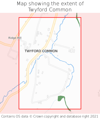 Map showing extent of Twyford Common as bounding box