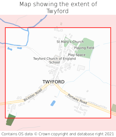 Map showing extent of Twyford as bounding box