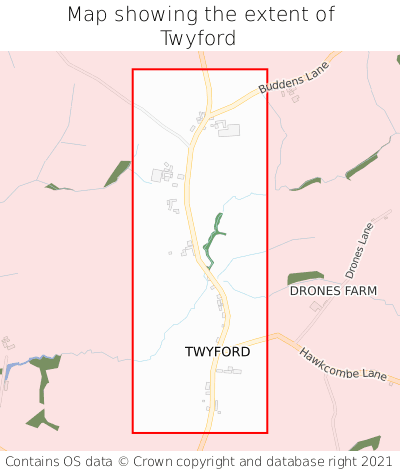 Map showing extent of Twyford as bounding box