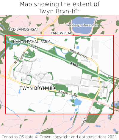 Map showing extent of Twyn Bryn-hîr as bounding box