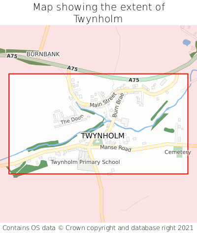 Map showing extent of Twynholm as bounding box